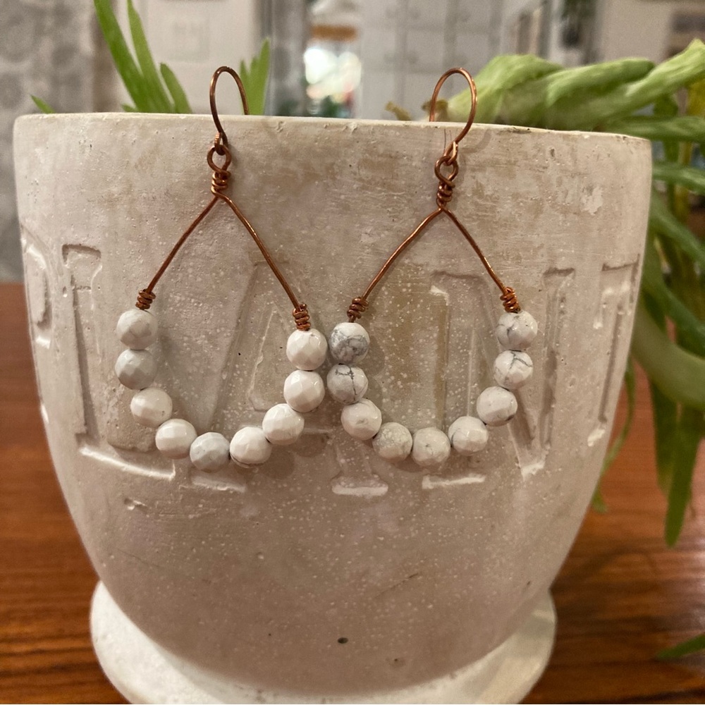 Handmade From Recycled Copper. With Howlite Beads.